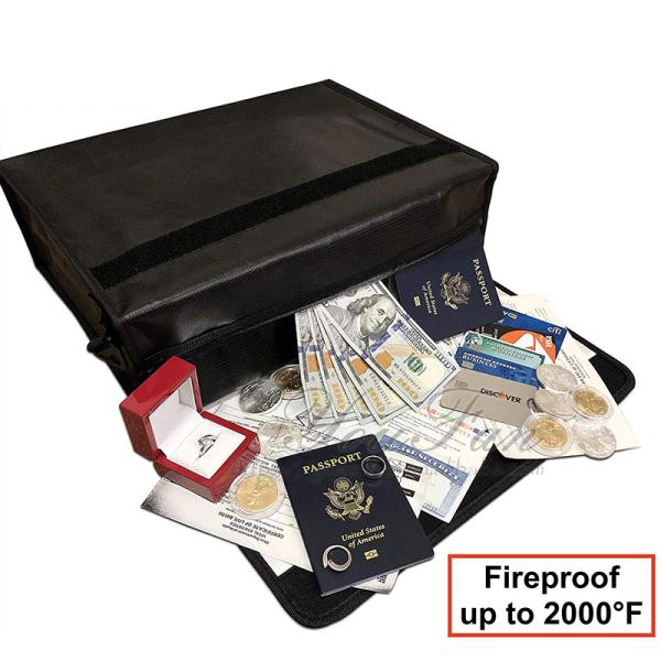 XL Fireproof Storage Bags For Documents / Jewelry / Cash / Legal Files