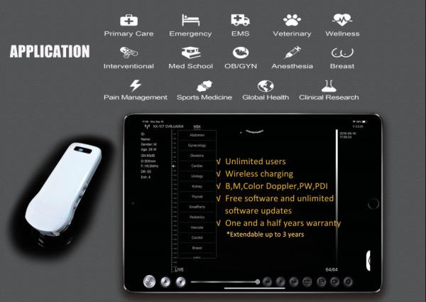DICOM Medical Hospital Equipments 128 Element Portable Wifi Wireless Ultrasound Scanner