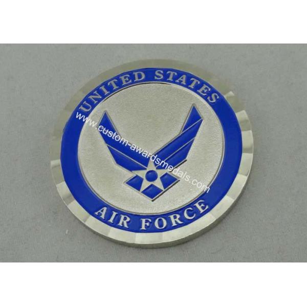 Silver Proof Personalized Coins Brass Die Stamped Synthetic Enamel For Army