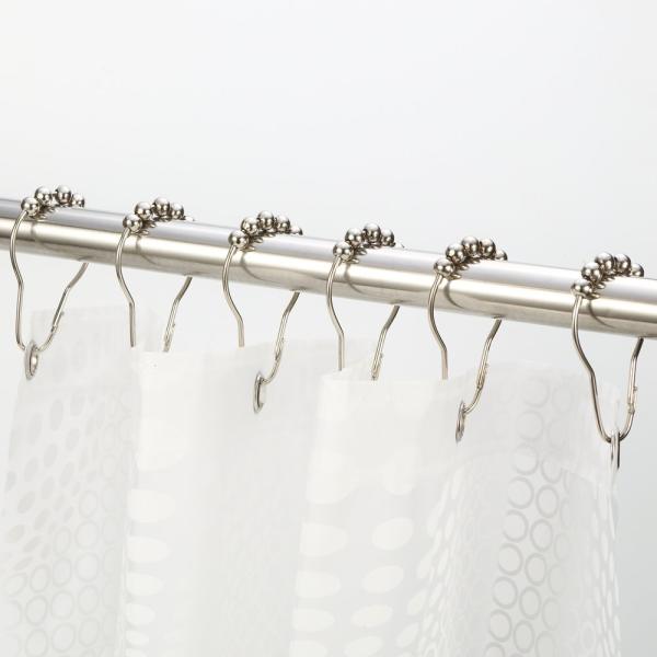 12 Sets Shower Curtain Rings Stainless Steel Rustproof Metal Hooks For Bathroom