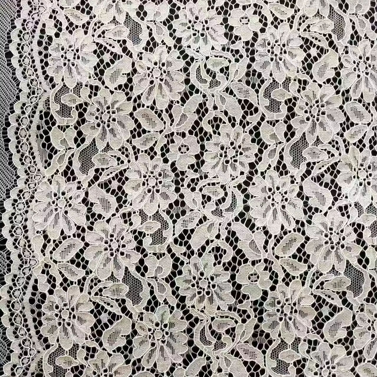 Vintage Floral NYLON/COTTON Mesh Elastic Lace, Exquisite Floral Pattern Lace Accessories In Stock