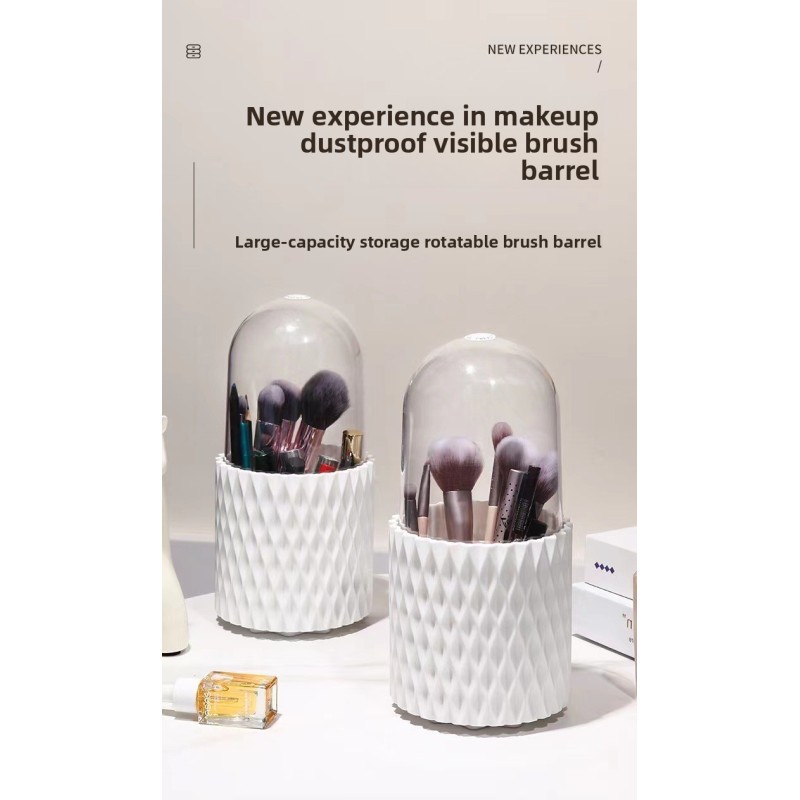 Ins Style Multi-Functional Desktop Organizer Rotating Makeup Brush Storage Tube Plastic Eyeshadow Brush Holder for Vanity Table