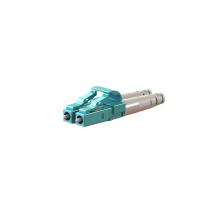 Fibra óptica LC conector dúplex carcasa de plástico / metal con botón diferente
