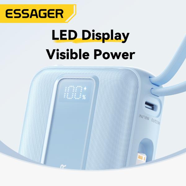 Essager ES-D024 22.5W Digital Display Fast Charging Mini 20000 Mah Power Bank With Cable