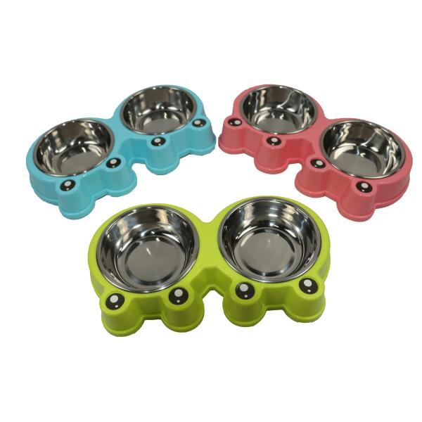 Dog Crate Bowls Stainless Steel Puppy Bowls 2 Bowl/Pot Resin Base For Large Dogs 48 Oz 32 Oz 64 Oz