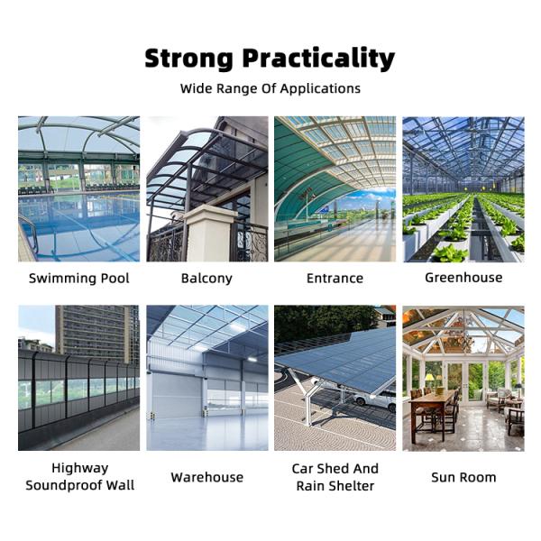 Twinwall Multiwall Polycarbonate Sheet 10mm 8mm Transparent Circular Edge Sun / PC hollow Sheets