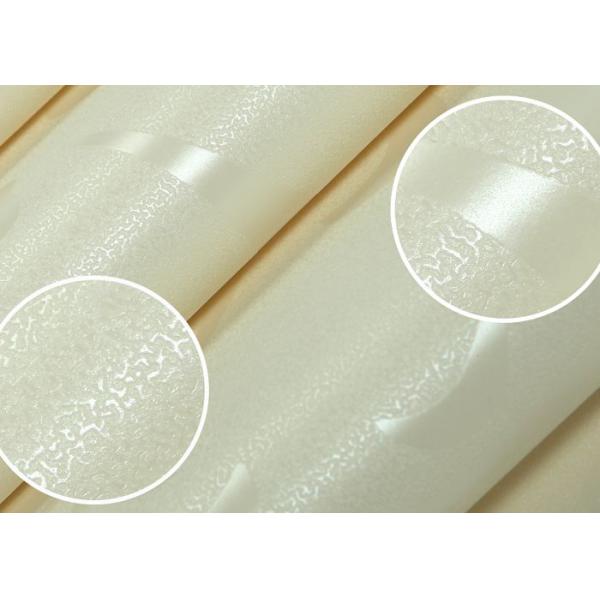 Removable Embossed Vinyl Wallpaper for Living Room , Creamy White Leaf Pattern