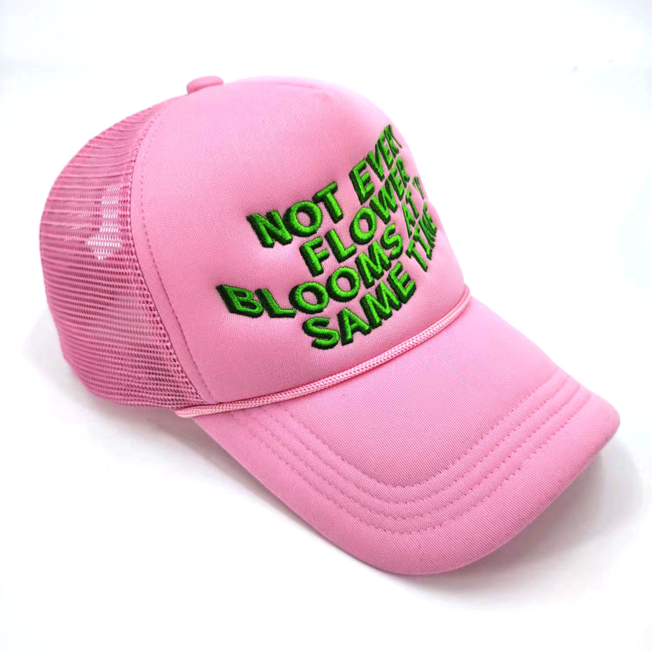 Pink Mesh 5 Panel Trucker Cap Embroidered Patch Bulk 3D Embroidery Cap