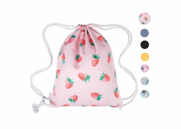 Customized Adjustable Strap Cotton Drawstring Backpack Unisex Pink Bag