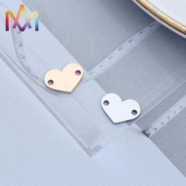 Anti Allergic 2 Hole SS304 Heart Charm For DIY Crafting Jewelry Making