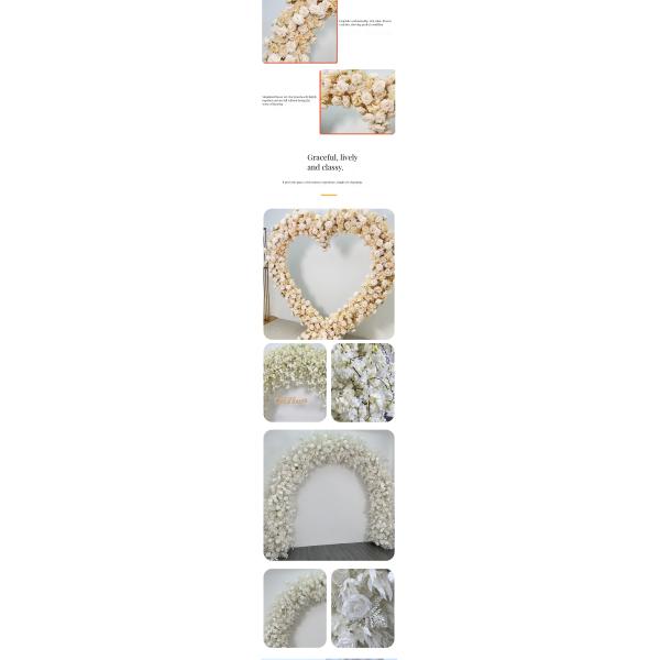 Customized Size Artificial Flower Heart-Shaped Arch Backdrop for Christmas Graduation