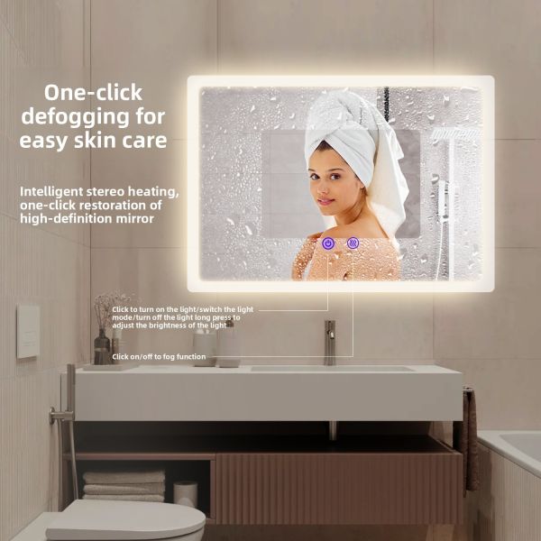 Smart Anti-Fog LED Wall Mount Vanity Mirror for Bathroom Decor Illuminated Makeup Mirror with Touch Sensor Switch