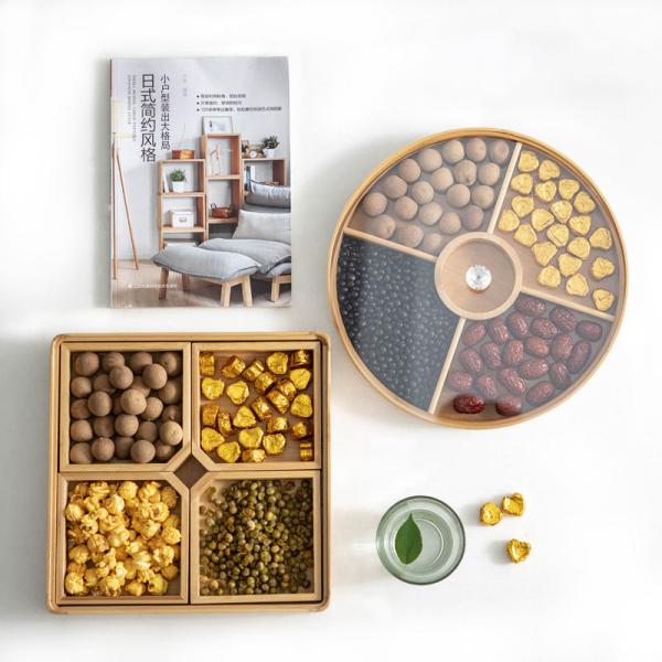 Домашнее бамбуковое хранилище Деградирующая разделенная деревянная ореховая палитра закуски