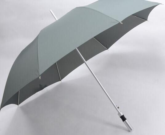 Gray Gents Folding Windproof Umbrella Anti UV Rays Aluminum Handle Strong Frame