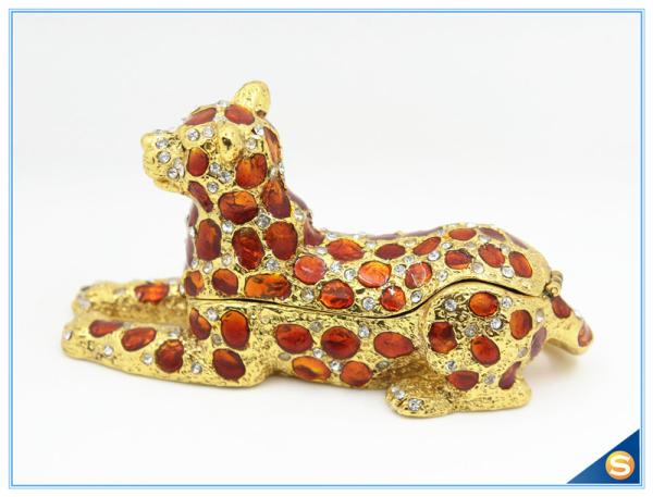 Wholesale Spot Leopard Shape Trinket Box Crystal Metal Trinket Box SCJ294