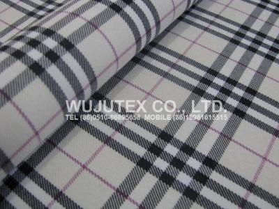 TR spandex 75% polyester 23% rayon 2% span, check, weight 205g/sm excellent handfeel achieved. Art. WJY5324#