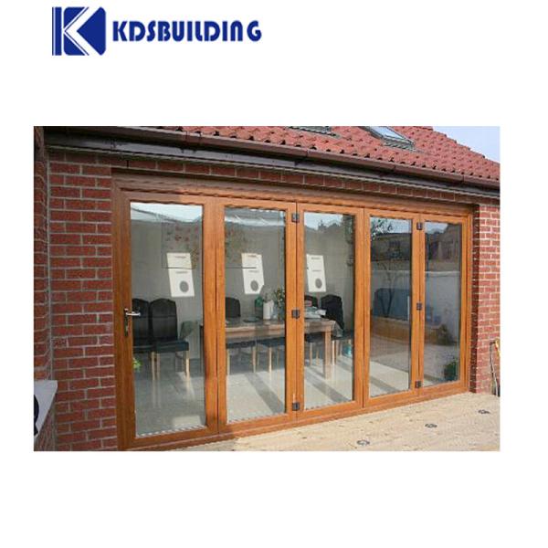 KDSBuilding Exterior Triple Pane  Soundproof Insulated Main Entrance Wooden Folding Door Design