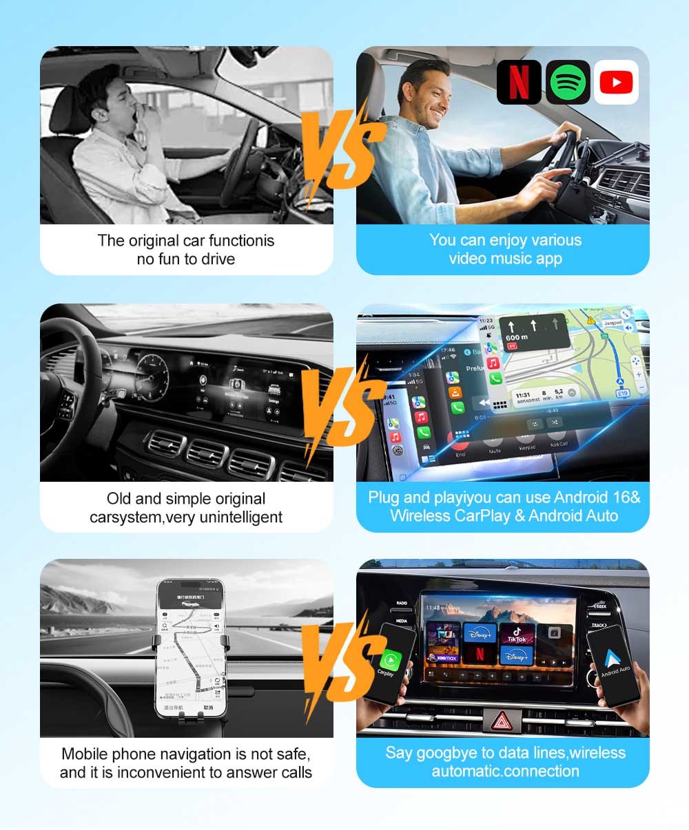Touchscreen DMS Ai Carplay Android Auto Usb Box Qualcomm QCM6125 4GB+64GB