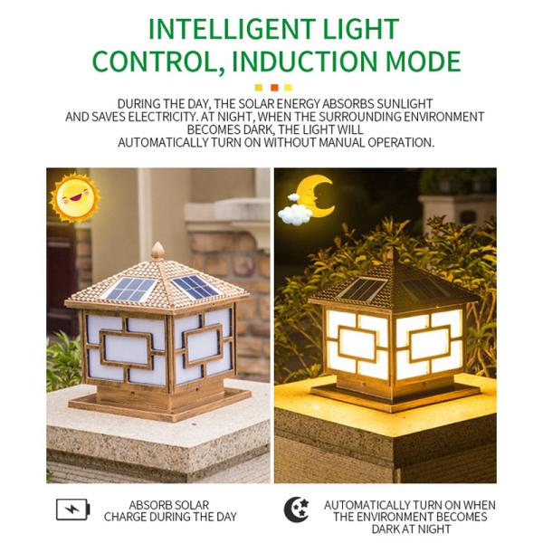 6V 9W conduziu o quadrado tradicional exterior de Post Lights Garden da cerca solar