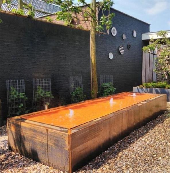 Rusty Rectangular Corten Steel Water Feature Water Table 3mm Thickness