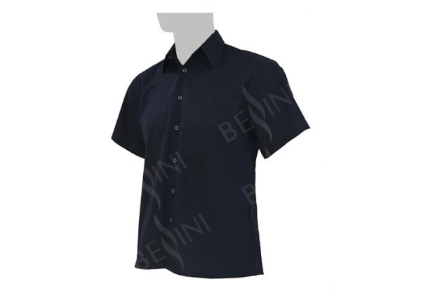 Men's 65%Polyester 35%Cotton Poplin Work Shirt Short Sleeve Black