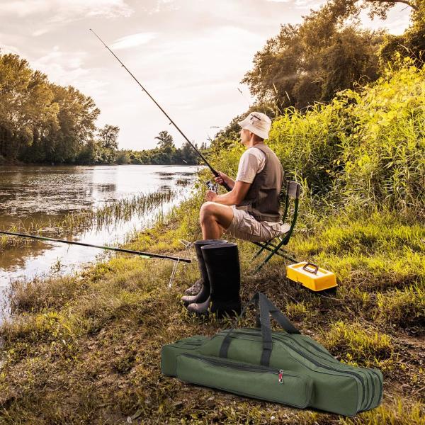 Fishing Rod Case Three Layers Fishing Rod Bag Oxford Folding Fishing Pole Bag Outdoor Waterproof Tackle Storage
