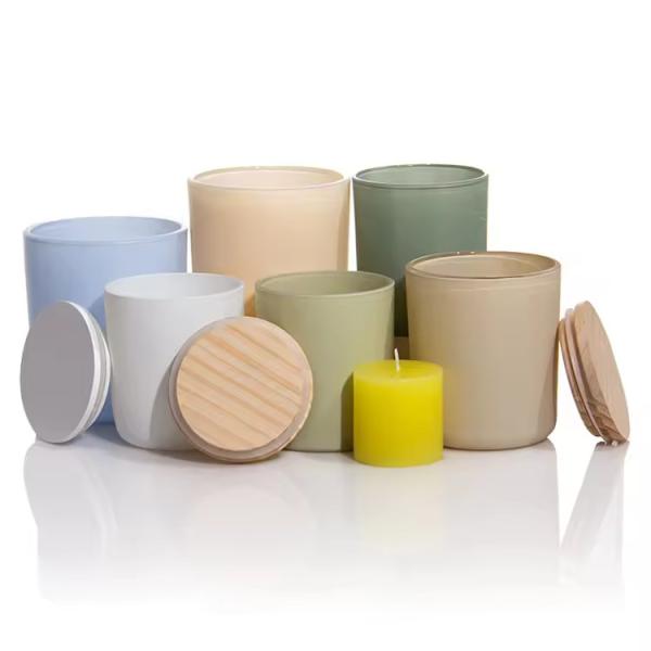 Customized  For Transparent  Iridescent  Glass Candle Jars With Lid
