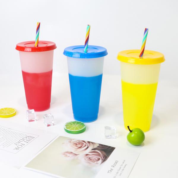 чашка 10*6*19cm цвета выпивая стекел 16oz 24oz пластиковая многоразовая изменяя