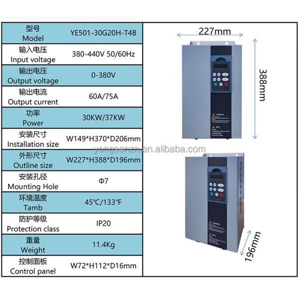 Factory Supplier 22KW AC 3 Phase 380V Variable Frequency Drive Inverter Multi-power Static Motor Drive for Compressors