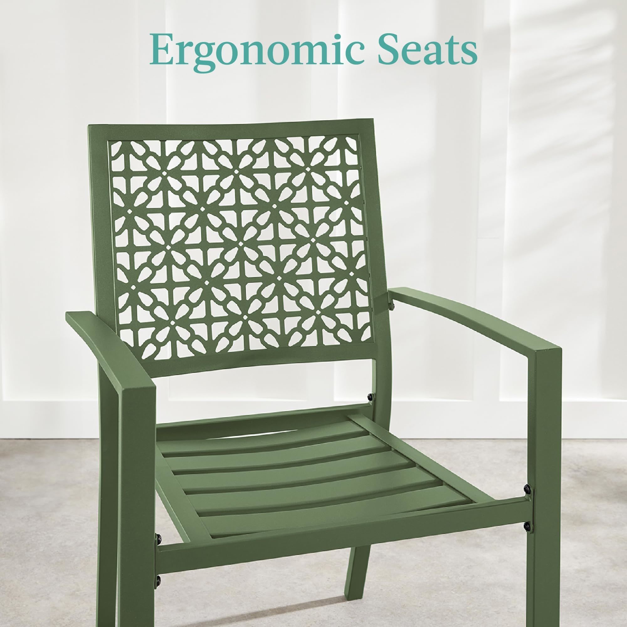 Outdoor Furniture AJUNION Modern Steel KD Frame Garden Set Stackable Chair Bistro Set