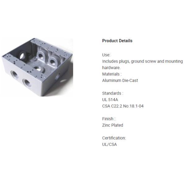 IP65 3/4 Inch Threaded Outlets Two Gang Weatherproof Box