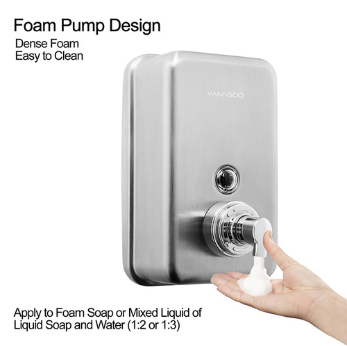 INOVI ZSH8-1200BF Dispensador de jabón espumoso manual de acero inoxidable para uso comercial 1200 ml