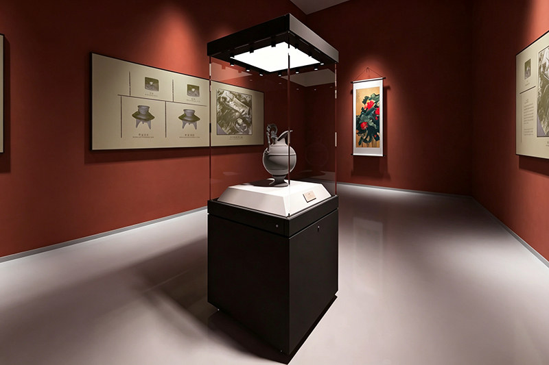 Anti-Reflection UV-Protection Freestanding Museum Exhibit Cabinet With Locked Storage & Caster Base