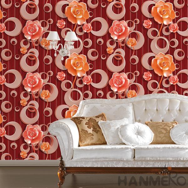 Пурпурный цветочный узор 3Д самонаводит обои, обои 3Д ПВК 1.06М для стены комнаты