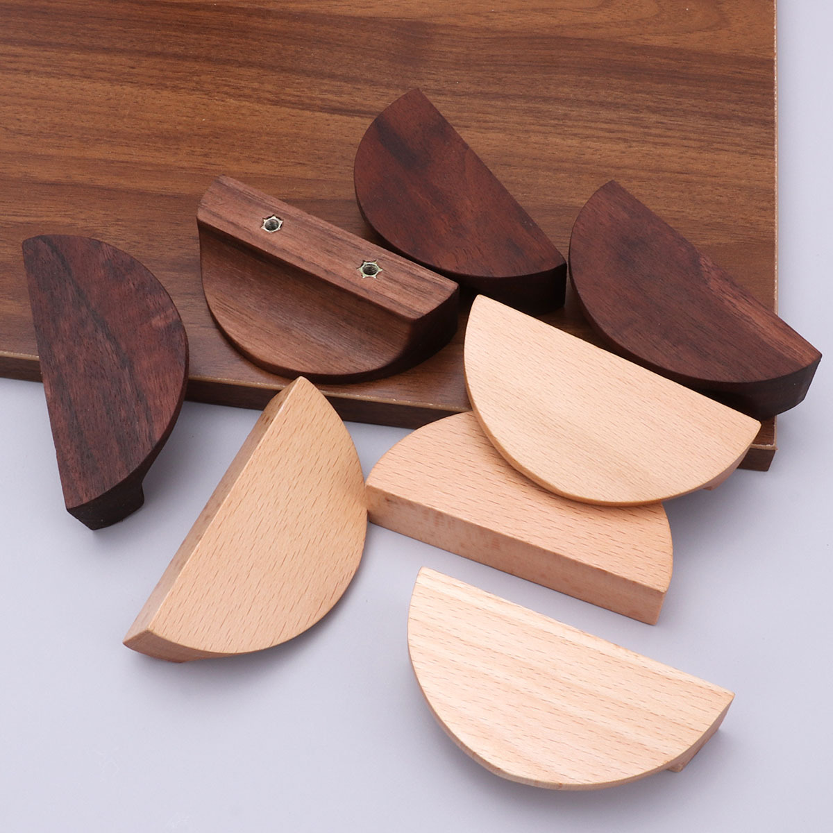 Modern Half Moon-Shaped Wood Cabinet Handles Semicircle Wooden Furniture Knobs for Dresser Drawer Kitchen Bedroom Outdoor Use