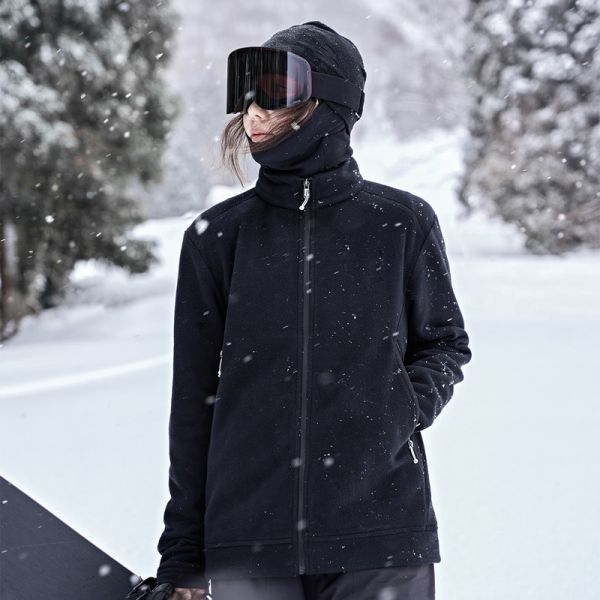 Unisex Polar Fleece Zip Up Mid Layer Jacket for Ski Outdoor