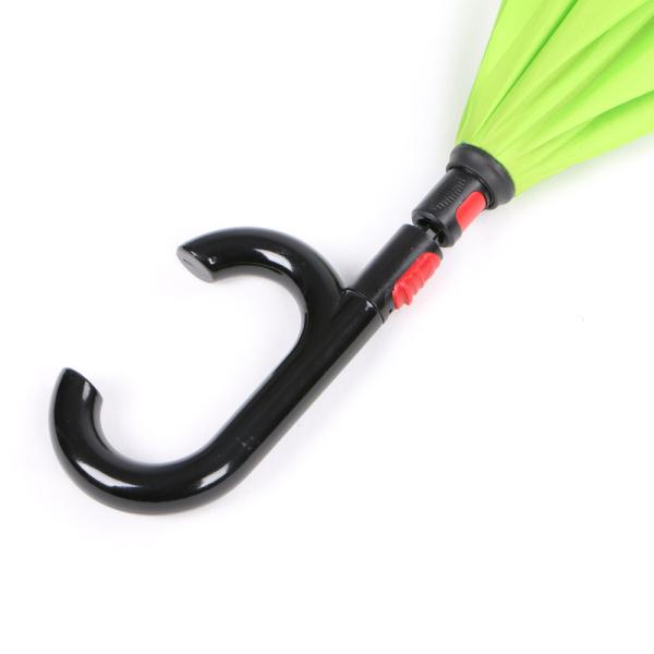 Windproof C Hook Reverse Folding Umbrella , Green Reversible Rain Umbrella