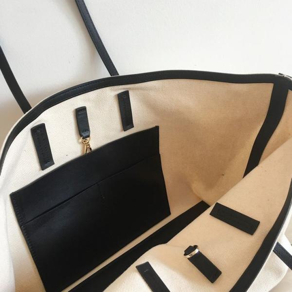 Cotton Cosmetic Shoulder Zip Beach 50cm Handle Canvas Bag