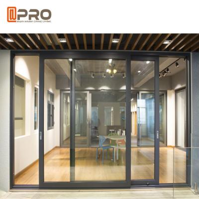 O pó revestiu as portas de vidro de deslizamento de alumínio para o quadro da porta deslizante de porta interior das construções da construção