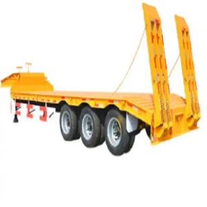Heavy 3/4 Axle 40FT 60T Low bed truck Semi Trailer With Hydraulic Ramp And