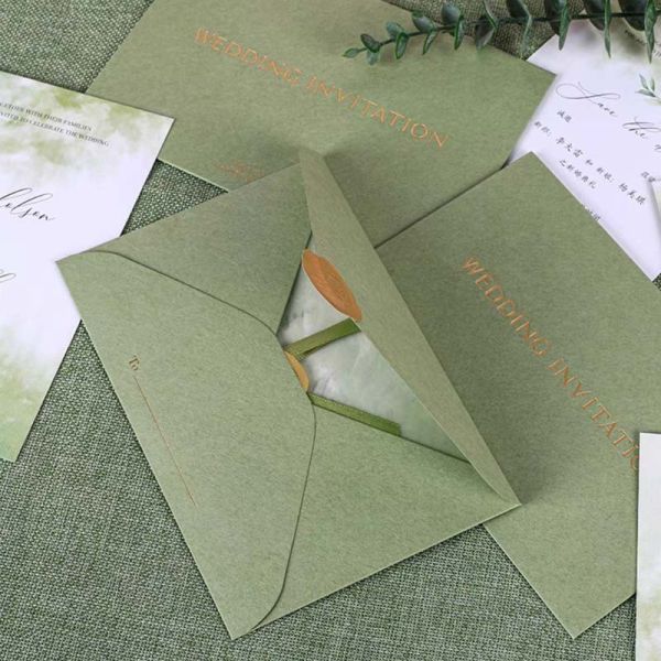 ODM Monogram Green Gift Card Envelopes Business Wedding Invitations