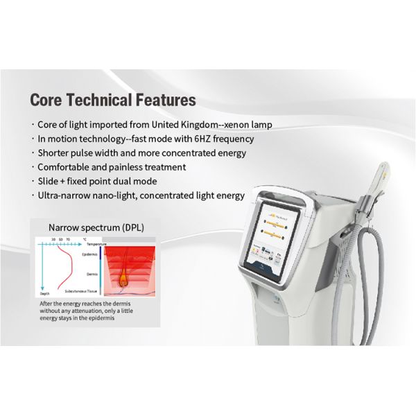 Nuevo sistema de depilación permanente DPL con un solo mango de 2000W, súper depilación