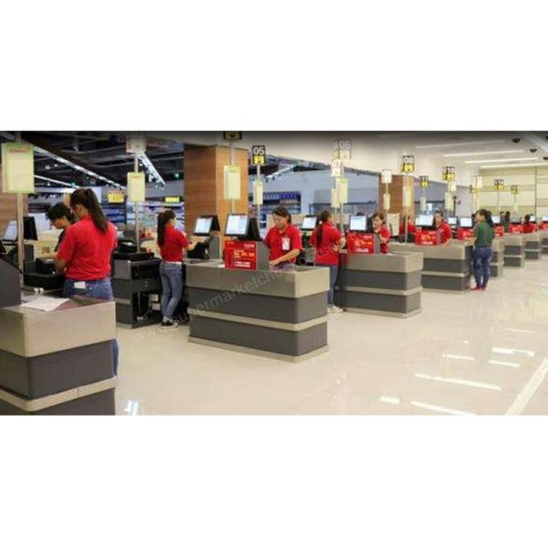 Supermarket Cashier Table / POS Stainless Steel Retail Cashier Desk