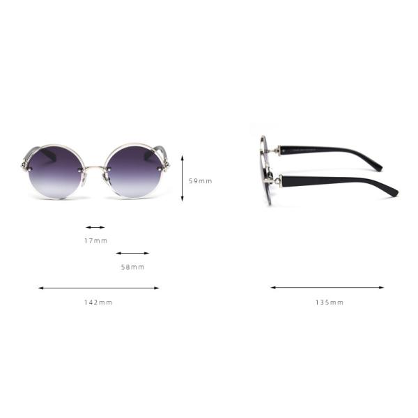 Cut Half Frame UV400 Hollow Round Polarized Sunglasses Female Ins Net Celebrity Street Fashion