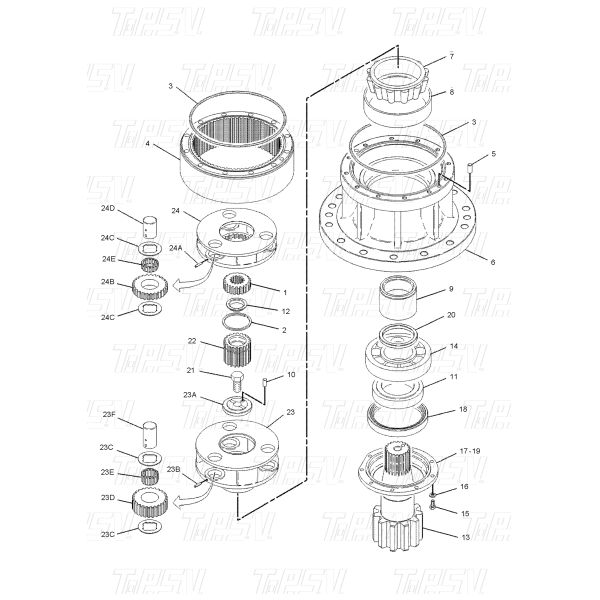 199-4624 Planetary Reducer Heavy Duty E315 Excavator Swing 2 Stage Carrier High Torque Output Performance Suitable for Heavy Excavation and Mining Operations