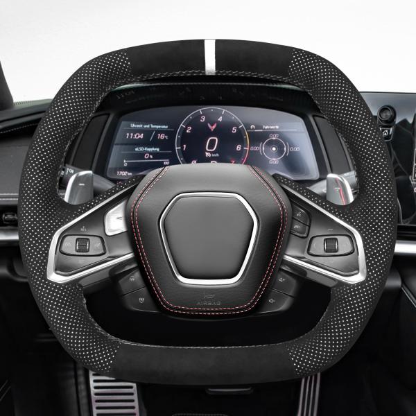 DIY Car Accessory Hand Sewing High Quality Steering Wheel Cover For Chevrolet C8 2020-2024