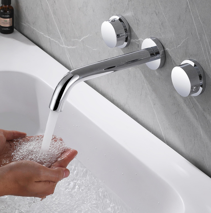 Round Knob Bathroom Faucet Taps Washbasin Mixer Kit Brass Anti Corrosion