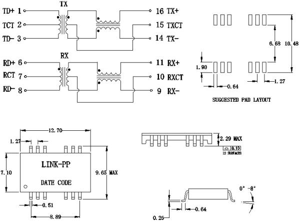 Bothhand NS0013B LF 10/100Base-T Ethernet Transformer