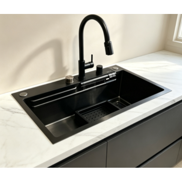 316 Stainless Steel Chrome Plated Undermount Kitchen Sink 800mm x 220mm Deep Single Bowl