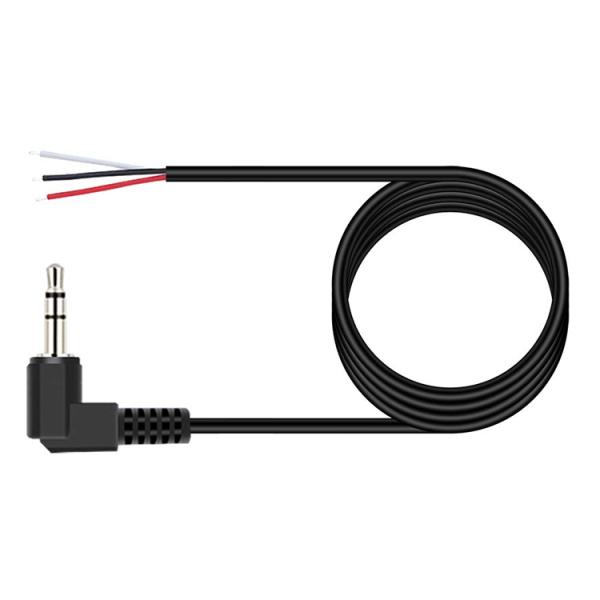 90 Degree Right Angle 3 Poles TRS 3.5mm Stereo Audio Jack to Stripped Pigtail Tinned Bare Wire End Cable